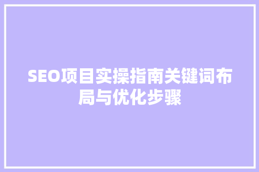 SEO项目实操指南关键词布局与优化步骤