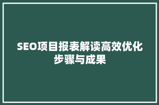 SEO项目报表解读高效优化步骤与成果