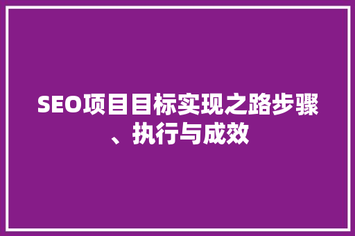 SEO项目目标实现之路步骤、执行与成效