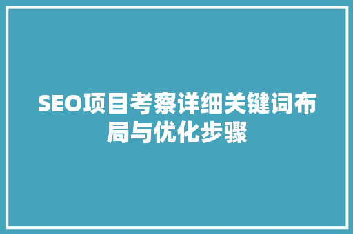 SEO项目考察详细关键词布局与优化步骤