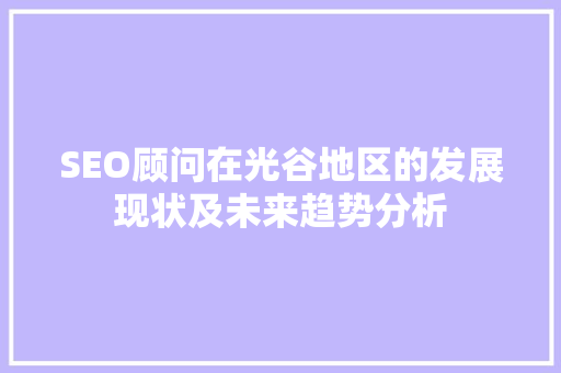 SEO顾问在光谷地区的发展现状及未来趋势分析