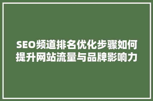 SEO频道排名优化步骤如何提升网站流量与品牌影响力