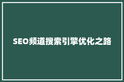 SEO频道搜索引擎优化之路