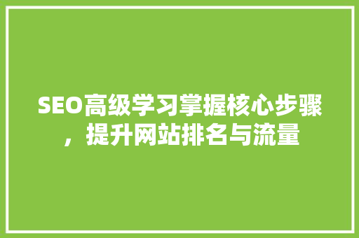 SEO高级学习掌握核心步骤，提升网站排名与流量