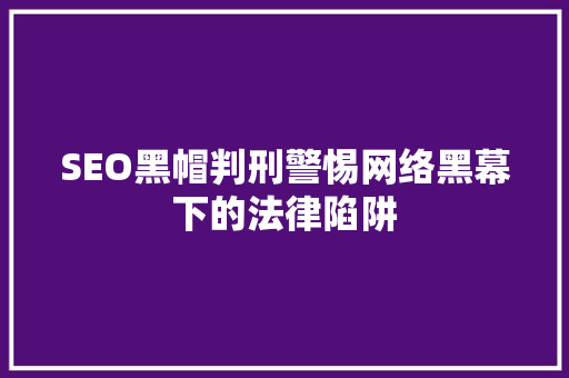 SEO黑帽判刑警惕网络黑幕下的法律陷阱