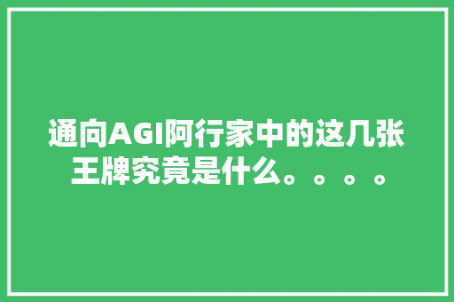 通向AGI阿行家中的这几张王牌究竟是什么。。。。