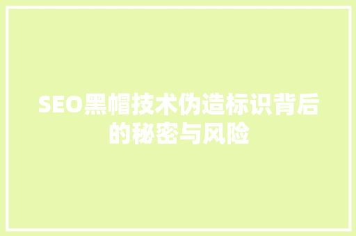 SEO黑帽技术伪造标识背后的秘密与风险