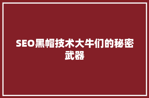 SEO黑帽技术大牛们的秘密武器