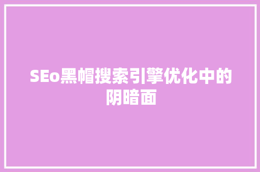 SEo黑帽搜索引擎优化中的阴暗面