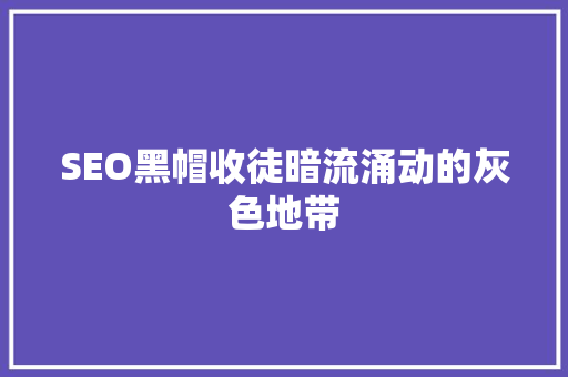 SEO黑帽收徒暗流涌动的灰色地带