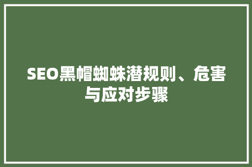 SEO黑帽蜘蛛潜规则、危害与应对步骤