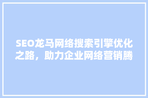 SEO龙马网络搜索引擎优化之路，助力企业网络营销腾飞