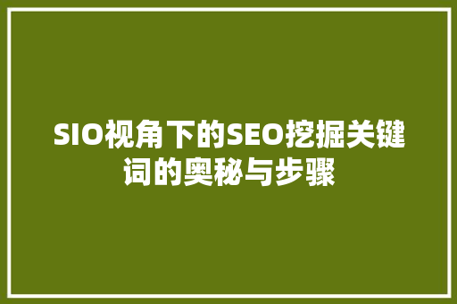 SIO视角下的SEO挖掘关键词的奥秘与步骤