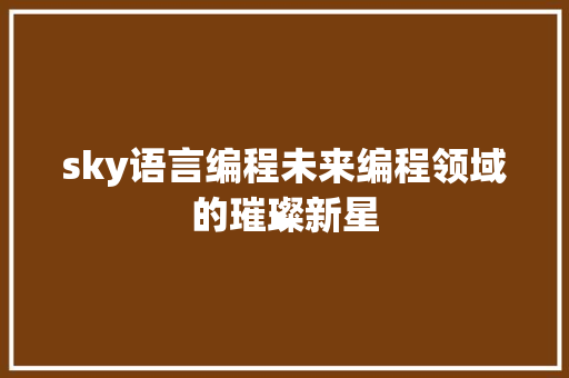 sky语言编程未来编程领域的璀璨新星