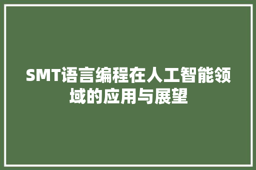 SMT语言编程在人工智能领域的应用与展望