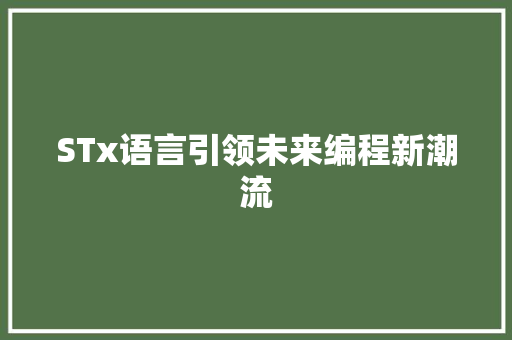 STx语言引领未来编程新潮流