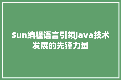 Sun编程语言引领Java技术发展的先锋力量