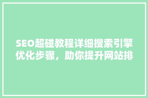 SEO超碰教程详细搜索引擎优化步骤，助你提升网站排名