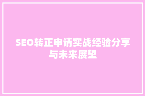 SEO转正申请实战经验分享与未来展望