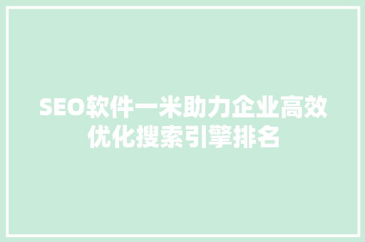 SEO软件一米助力企业高效优化搜索引擎排名