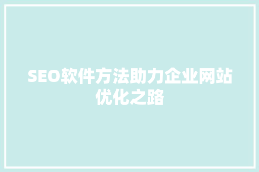 SEO软件方法助力企业网站优化之路