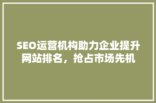 SEO运营机构助力企业提升网站排名，抢占市场先机