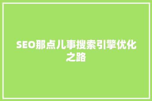 SEO那点儿事搜索引擎优化之路