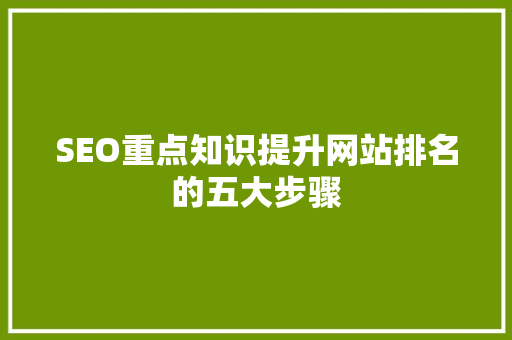 SEO重点知识提升网站排名的五大步骤