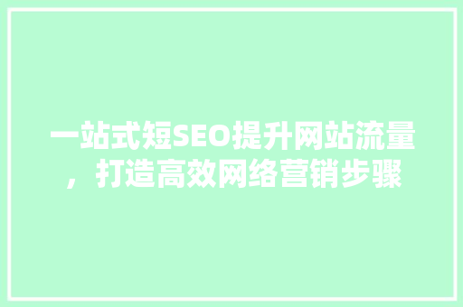 一站式短SEO提升网站流量，打造高效网络营销步骤