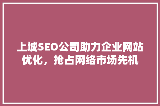 上城SEO公司助力企业网站优化，抢占网络市场先机