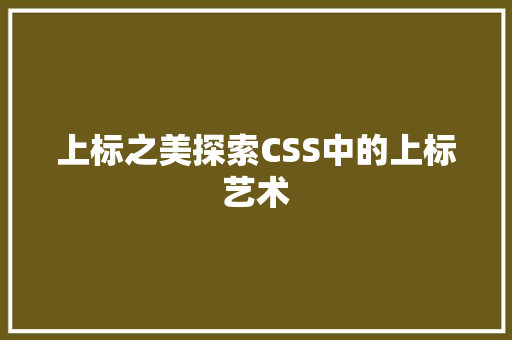 上标之美探索CSS中的上标艺术