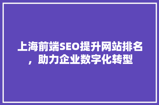 上海前端SEO提升网站排名，助力企业数字化转型