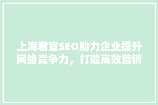 上海君宜SEO助力企业提升网络竞争力，打造高效营销步骤