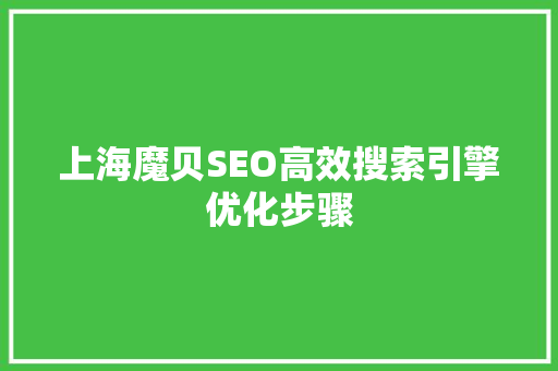 上海魔贝SEO高效搜索引擎优化步骤