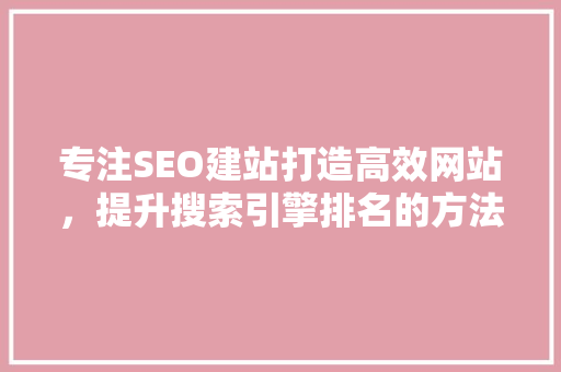 专注SEO建站打造高效网站，提升搜索引擎排名的方法