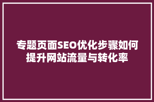 专题页面SEO优化步骤如何提升网站流量与转化率