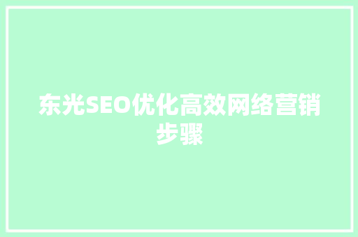 东光SEO优化高效网络营销步骤