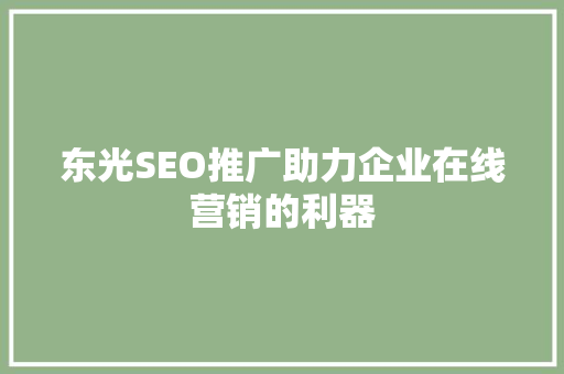 东光SEO推广助力企业在线营销的利器