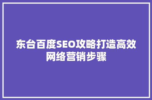 东台百度SEO攻略打造高效网络营销步骤