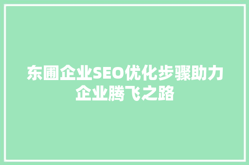 东圃企业SEO优化步骤助力企业腾飞之路