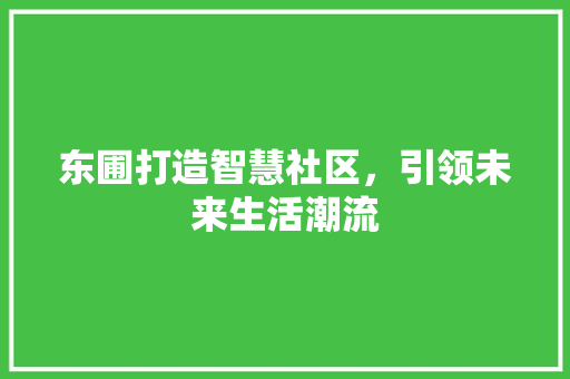 东圃打造智慧社区，引领未来生活潮流