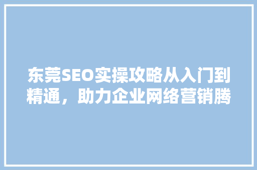 东莞SEO实操攻略从入门到精通，助力企业网络营销腾飞