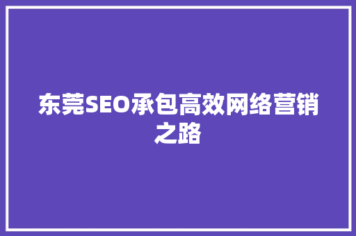 东莞SEO承包高效网络营销之路