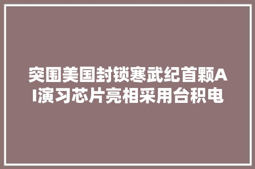 突围美国封锁寒武纪首颗AI演习芯片亮相采用台积电7nm工艺