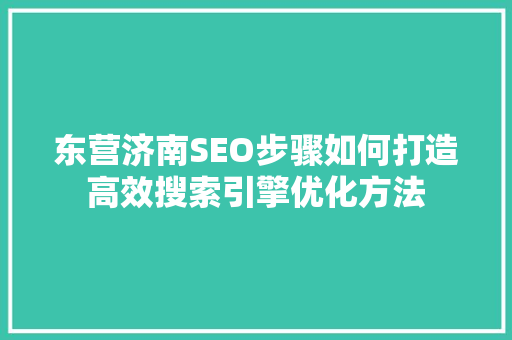 东营济南SEO步骤如何打造高效搜索引擎优化方法