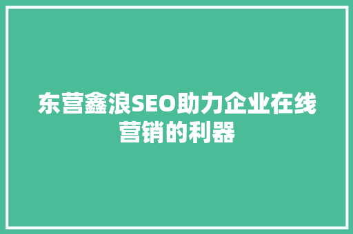 东营鑫浪SEO助力企业在线营销的利器