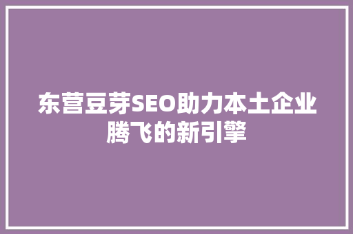 东营豆芽SEO助力本土企业腾飞的新引擎