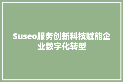 Suseo服务创新科技赋能企业数字化转型