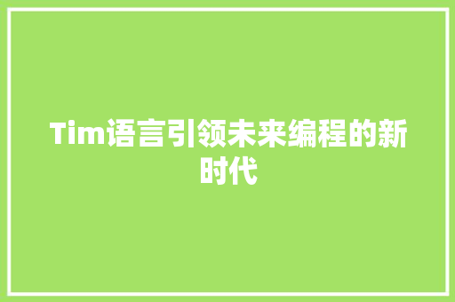 Tim语言引领未来编程的新时代