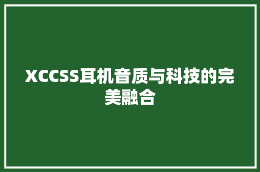 XCCSS耳机音质与科技的完美融合